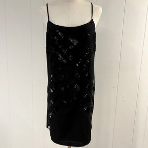 Susana Monaco black beaded contemporary sheath - EUC